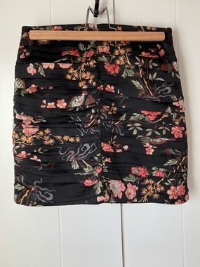 Mango MNG Ruched Floral Mini Skirt Size S